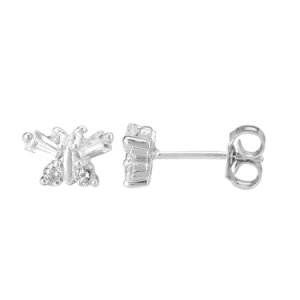 Fashionista Silver - Sterling silver cubic zirconia butterfly stud earrings p5050e 3a