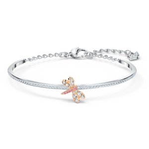 Swarovski Eternal Flower Rose Gold Tone Plated Pink and White Crystal Dragonfly Bangle 5518138 M