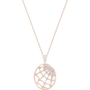 Swarovski Precisely White Crystal Oval Web Rose Gold Tone Pendant 5488405