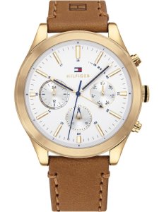 Tommy Hilfiger Ashton White Dial Light Brown Leather Strap Watch 1791742