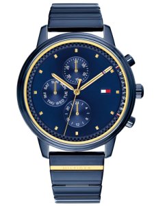 Tommy Hilfiger Blake Blue Stainless Steel Gold Plated Chronograph Dial Bracelet Watch 1781893