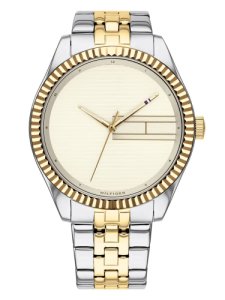 Tommy Hilfiger Lee Stainless Steel Two Tone Plain Champagne Dial Bracelet Watch 1782083