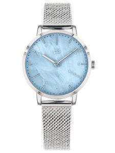 Tommy Hilfiger Lily Stainless Steel Blue  Mother Of Pearl Dial Mesh Strap Watch 1782041