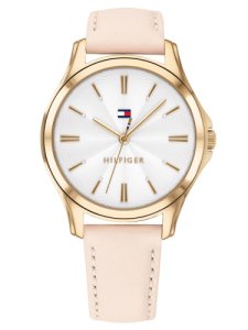 Tommy Hilfiger Lori Gold Plated White Dial Pink Leather Strap Watch 1781954