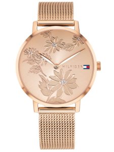 Tommy Hilfiger Pippa Rose Gold Plated Floral Dial Mesh Strap Watch 1781922