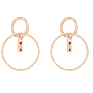 Tommy Hilfiger Stainless Steel Rose Gold Plated Circle Logo Drop Stud Earrings 2780322