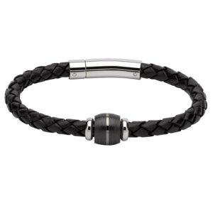 Unique Gunmetal Carbon Fibre Black Bracelet B349BL/21CM