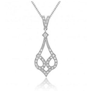 V Jewellery Silver Bardot Cubic Zirconia Drop Bead Pendant 3063