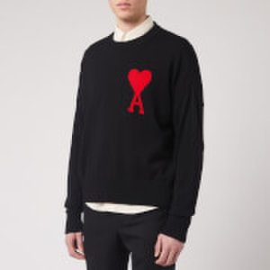AMI Men's Intarsia Knit Oversize De Coeur Sweatshirt - Noir - XS