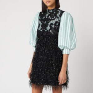 Ganni Women's Feathery Cotton Mix Shirt Mini Dress - Black - EU 34/UK 6