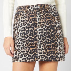 Ganni Women's Print Denim Skirt - Leopard - EU 34/UK 6
