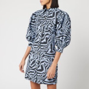 Ganni Women's Printed Cotton Poplin Zebra Shirt Dress - Forever Blue - EU 34/UK 6