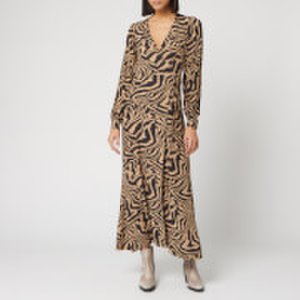Ganni Women's Printed Crepe Zebra Wrap Dress - Tannin - EU 34/UK 6