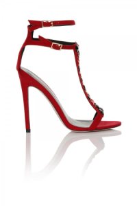 Little Mistress Footwear Red/Multi Stone T-bar Heel  size: Footwear 6