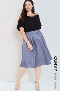 Outlet Girls On Film Grey Jacquard Full Midi Skirt size: 18 UK, colour
