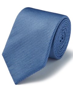 Light Blue Silk Plain Classic Tie Size OSFA by Charles Tyrwhitt