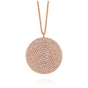 Large Icon Diamond Pendant Necklace - Rose Gold (Solid