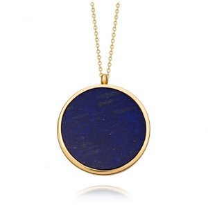 Stilla Large Gold Lapis Lazuli Locket Necklace - Yellow Gold (Vermeil)