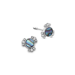 Luna Mini Abalone Stud Earrings - Silver
