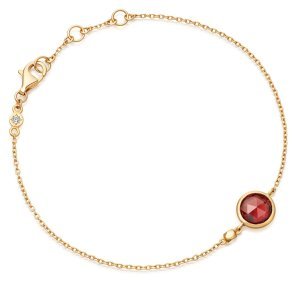 Mini Round Stilla Red Garnet Bracelet - Yellow Gold (Vermeil)