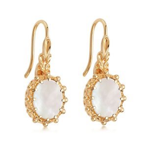 Mother Of Pearl Floris Drop Earrings - Yellow Gold (Vermeil)