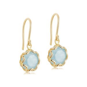 Astley Clarke - Paloma milky aqua quartz gold drop earrings - yellow gold (vermeil)