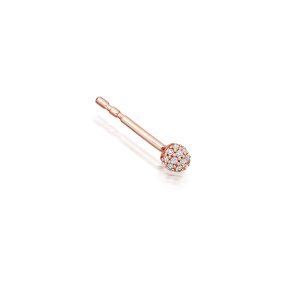 Pavé Ball Halo Diamond Single Stud Earring - Rose Gold (Solid