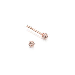 Pavé Ball Halo Diamond Stud Earrings - Rose Gold (Solid