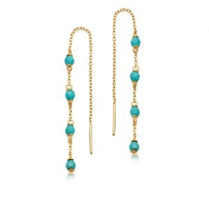 Stilla Turquoise Chain Earrings - Yellow Gold (Vermeil)
