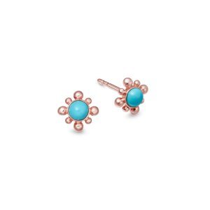Turquoise Mini Floris Stud Earrings - Rose Gold (Vermeil)