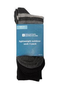 Lightweight Outdoor Mens Socks - 3 Pack - Black