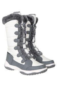 Snowflake Womens Long Snow Boots - White