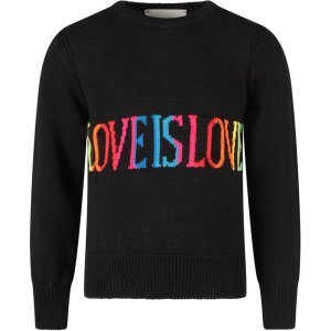 Alberta Ferretti Black Girl Sweater With Colorful love Is Love Writing