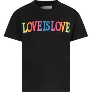 Alberta Ferretti Black Girl T-shirt With Colorful Writing