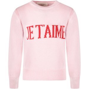 Alberta Ferretti Pink Girl Sweater With Red je Taime Writing