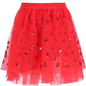 Alberta Ferretti Red Girl Skirt With Sequins