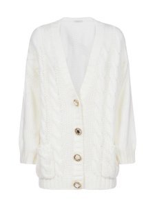 Alessandra Rich Mohair And Merino Cable-knit Cardigan