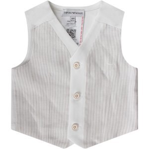 Armani Collezioni Biege And White Babyboy Vest With Iconic Eagle