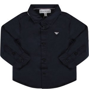 Armani Collezioni Blue Babyboy Shirt With Iconic Eagle