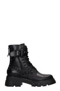 Ash Lewistud 02 Combat Boots In Black Leather