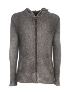 Avant Toi Hooded Brushed Bio Cotton Blend Cardigan With Zip