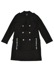Balmain Black Teen Trench With Buttons And White Details