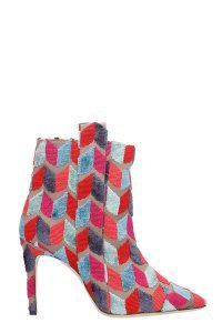 Bams High Heels Ankle Boots In Rose-pink Wool