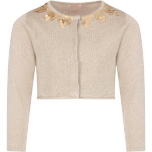 Billieblush Gold Girl Cardigan With Sequins