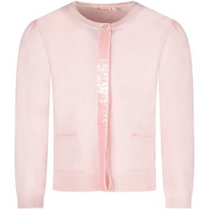Billieblush Pink Girl Cardigan With Sequined Detail