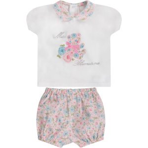 Blumarine Colorful Babygirl Suit With Rhinestoned Logo