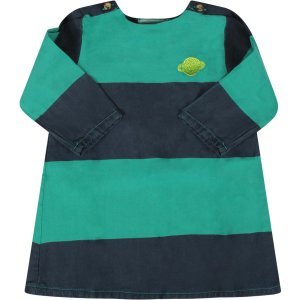 Bobo Choses Green Striped Baby Girl Dress