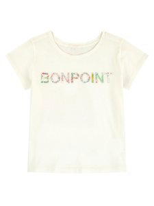 Bonpoint Ivory Short Sleeve T Shirt With Writing