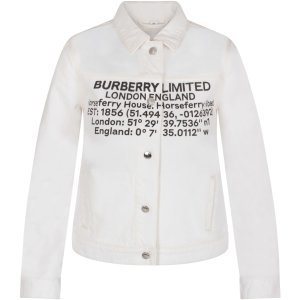 Burberry White Kids Jacket With Logo And Writing