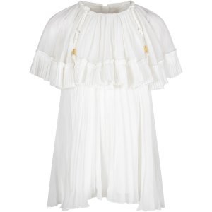 Chloé White Girl Dress With Pleated